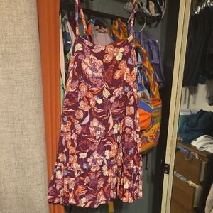 Old Navy Purple Top with Orange and Cream Floral Design